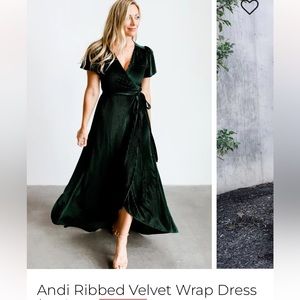 Baltic Born Andi Emerald Green velvet wrap dress size L